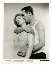 8w375 HUSTLER 8x10 still '61 c/u of Paul Newman nuzzling barely-dressed sexy Piper Laurie!