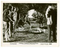 8w379 I MARRIED A MONSTER FROM OUTER SPACE 8x10 still '58 hunters & dog over fallen monster!