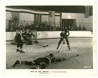 8w388 IDOL OF THE CROWDS 8x10 still '37 John Wayne playing hockey defending his goal!
