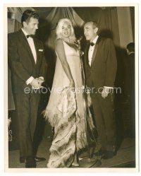8w416 JAYNE MANSFIELD deluxe 8x10 still '50s standing by microphone with husband Mickey Hargitay!