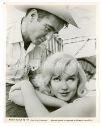 8w492 MISFITS 8x10 still '61 close up of Montgomery Clift looking down at sexy Marilyn Monroe!