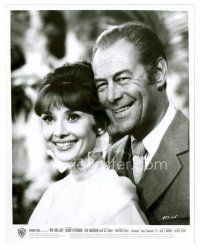 8w509 MY FAIR LADY 8x10 still '64 vertical portrait of Audrey Hepburn & Rex Harrison smiling big!