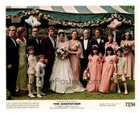 8w026 GODFATHER color 8x10 still '72 Marlon Brando & entire family minus Pacino in wedding portrait!