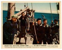8w028 GUNS OF NAVARONE color 8x10 still #1 '61 Gregory Peck & all top cast members on boat!
