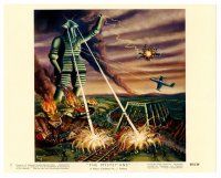 8w039 MYSTERIANS color 8x10 still #7 '59 fantastic art of monster attack by Lt. Col. Robert Rigg!
