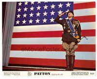 8w045 PATTON color 8x10 still '70 classic image of General George C. Scott saluting by flag!