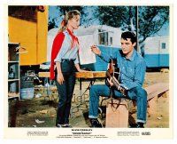 8w050 ROUSTABOUT color 8x10 still '64 Joan Freeman looks down at Elvis Presley with guitar!