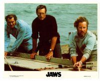 8w033 JAWS 8x10 mini LC R79 Roy Scheider, Robert Shaw & Richard Dreyfuss on boat!