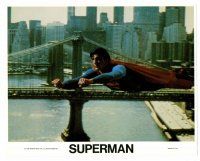 8w060 SUPERMAN 8x10 mini LC '78 special fx image of Christopher Reeve in mid-air over Manhattan!