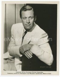 8x607 WILLIAM HOLDEN 8x10.25 still '53 close portrait wearing suit and tie turned around in chair!