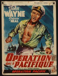 8y535 OPERATION PACIFIC Belgian '51 different Wik artwork of Navy sailor John Wayne!