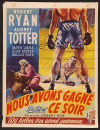8y559 SET-UP Belgian '49 great art of boxer Robert Ryan in the ring, Robert Wise!