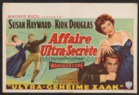 8y576 TOP SECRET AFFAIR Belgian '57 art of Susan Hayward & toughest General Kirk Douglas!