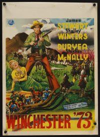 8y584 WINCHESTER '73 Belgian '50 Bos art of James Stewart with rifle, Shelley Winters!