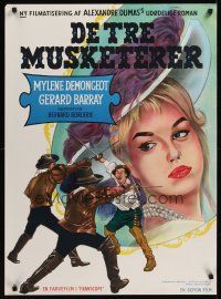 8y253 FIGHTING MUSKETEERS Danish '62 art of Mylene Demongeot, the Three Musketeers!