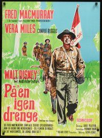 8y255 FOLLOW ME BOYS Danish '66 great different art of Fred MacMurray leading Boy Scouts, Disney!