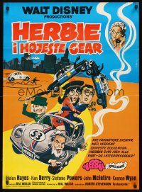 8y275 HERBIE RIDES AGAIN Danish '74 Disney, Volkswagen Beetle, wacky different artwork!