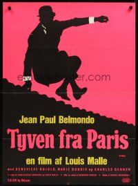 8y304 THIEF OF PARIS Danish '68 Louis Malle, Jean-Paul Belmondo, cool silhouette artwork!