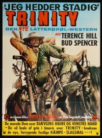 8y309 TRINITY IS STILL MY NAME Danish '71 wacky art of cowboy Terence Hill relaxing on horse!