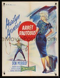 8y036 BUS STOP French 23x32 R60s great Geleng art of Don Murray & sexy Marilyn Monroe!