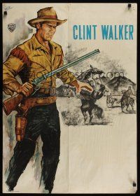 8y015 CLINT WALKER German '60s western stock, cool Goetze artwork of Walker with rifle!