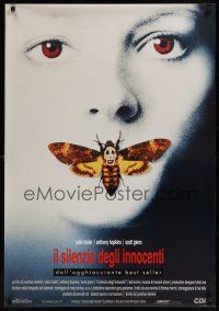 8y596 SILENCE OF THE LAMBS Italian 1sh '90 great image of Jodie Foster with moth over mouth!
