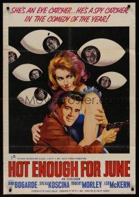 8y592 HOT ENOUGH FOR JUNE Italy/Eng 1sh '65 Dirk Bogarde as English Agent 008 3/4, cool artwork!