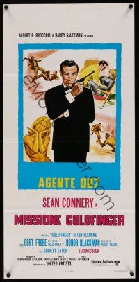 8y712 GOLDFINGER Italian locandina R70s artwork of Sean Connery as James Bond 007!
