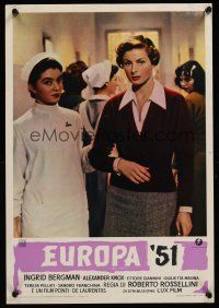 8y662 GREATEST LOVE vertical Italian 13x18 pbusta '51 Ingrid Bergman, Rossellini's Europa '51!