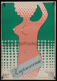 8y121 L'INVITATION Polish 23x33 '74 Claude Goretta, wild Neugebauer art of topless woman!