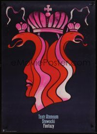 8y159 FANTAZY stage play Polish 27x38 '73 wild Jan Lenica art of person w/snake hair & crown!