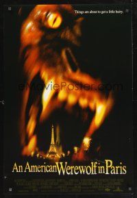 8z032 AMERICAN WEREWOLF IN PARIS int'l DS 1sh '97 image of giant werewolf behind Eiffel Tower!