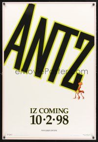 8z037 ANTZ iz coming style advance 1sh '98 Woody Allen, computer animated insects, every ant has his day!