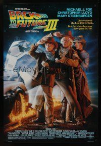 8z047 BACK TO THE FUTURE III DS 1sh '90 Michael J. Fox, Chris Lloyd, Steenburgen, Drew Struzan art!