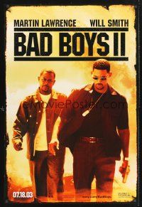 8z048 BAD BOYS 2 teaser DS 1sh '03 cool image of Will Smith & Martin Lawrence!