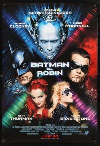 8z064 BATMAN & ROBIN advance 1sh '97 Clooney, O'Donnell, Schwarzenegger, Thurman, Silverstone