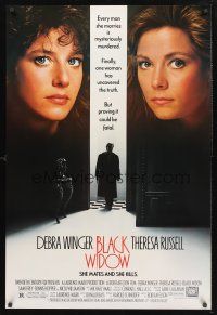 8z121 BLACK WIDOW 1sh '87 headshots of sexy Debra Winger & Theresa Russell!
