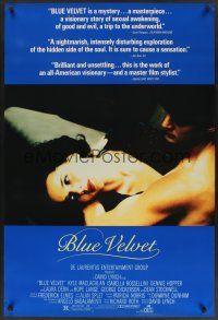 8z141 BLUE VELVET 1sh '86 directed by David Lynch, sexy Isabella Rossellini, Kyle McLachlan!