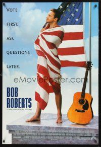 8z142 BOB ROBERTS 1sh '92 Tim Robbins wrapped in the American flag!