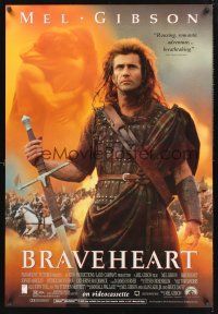 8z164 BRAVEHEART video 1sh '95 cool image of Mel Gibson as William Wallace!