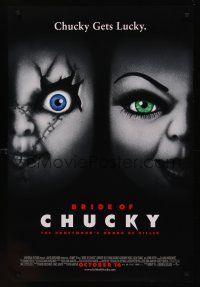 8z166 BRIDE OF CHUCKY advance DS 1sh '98 Child's Play 4, Chucky Gets Lucky, creepy dolls!