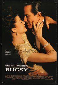 8z181 BUGSY int'l 1sh '91 close-up of Warren Beatty embracing Annette Bening!