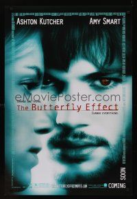 8z188 BUTTERFLY EFFECT advance DS 1sh '04 Ashton Kutcher & Amy Smart in sci-fi thriller!