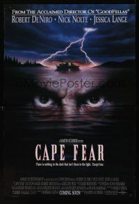 8z193 CAPE FEAR advance DS 1sh '91 great close-up of Robert De Niro's eyes, Martin Scorsese!