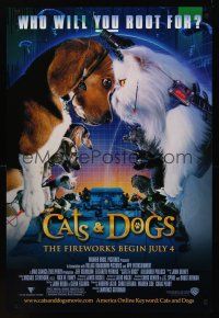 8z208 CATS & DOGS advance DS 1sh '01 wacky image of high tech animals, who will you root for?