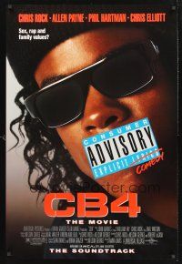 8z210 CB4 1sh '93 great image of rapper Chris Rock with consumer advisory sticker on mouth!