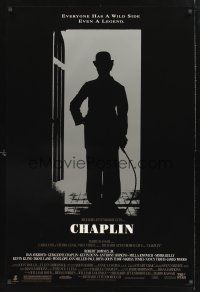 8z218 CHAPLIN 1sh '92 great silhouette image of Robert Downey Jr. as Charlie!