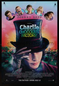 8z219 CHARLIE & THE CHOCOLATE FACTORY advance DS int'l 1sh '05 Johnny Depp & cast, Tim Burton!