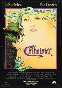 8z228 CHINATOWN video 1sh R90 art of Jack Nicholson & Faye Dunaway by Jim Pearsall, Roman Polanski