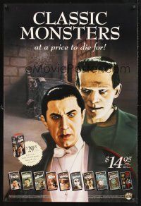 8z239 CLASSIC MONSTERS video 1sh '91 Universal Horror, Bela Lugosi as Dracula + Frankenstein!